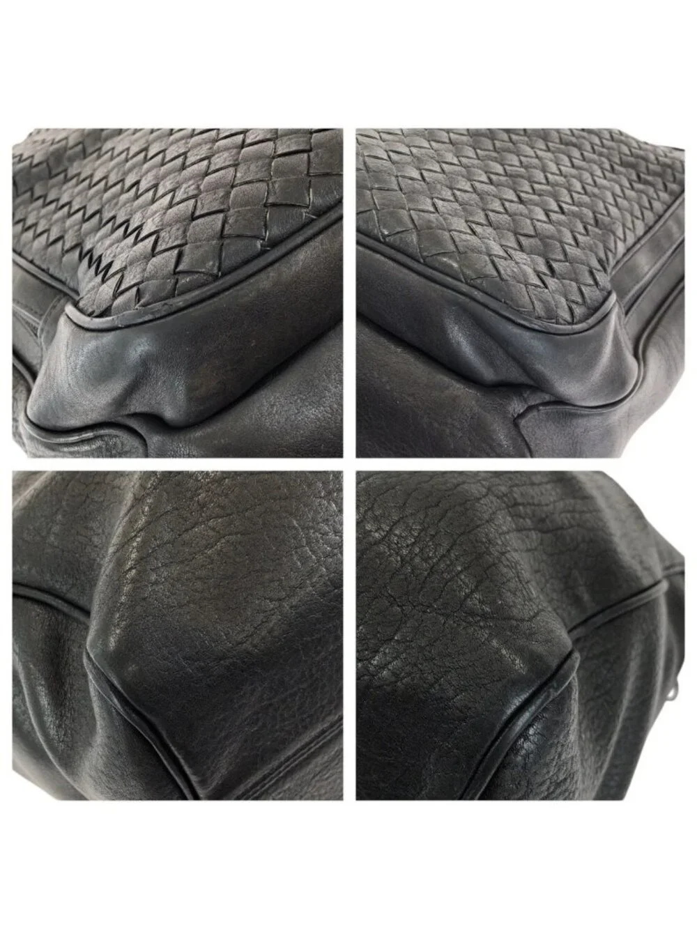Bottega Veneta Intrecciato Black Gunmetal Leather Business Briefcase